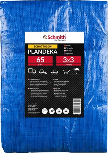 PLANDEKA 3x3 NIEBIESKA WZMACNIANA PLANDEKI Z OCZKAMI PŁACHTA SCHMITH
