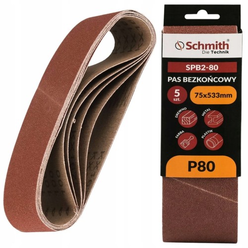 PAS BEZKOŃCOWY TAŚMA PAPIER ŚCIERNY P80 75x533mm 5szt. SCHMITH