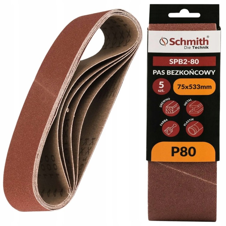 PAS BEZKOŃCOWY TAŚMA PAPIER ŚCIERNY P80 75x533mm 5szt. SCHMITH