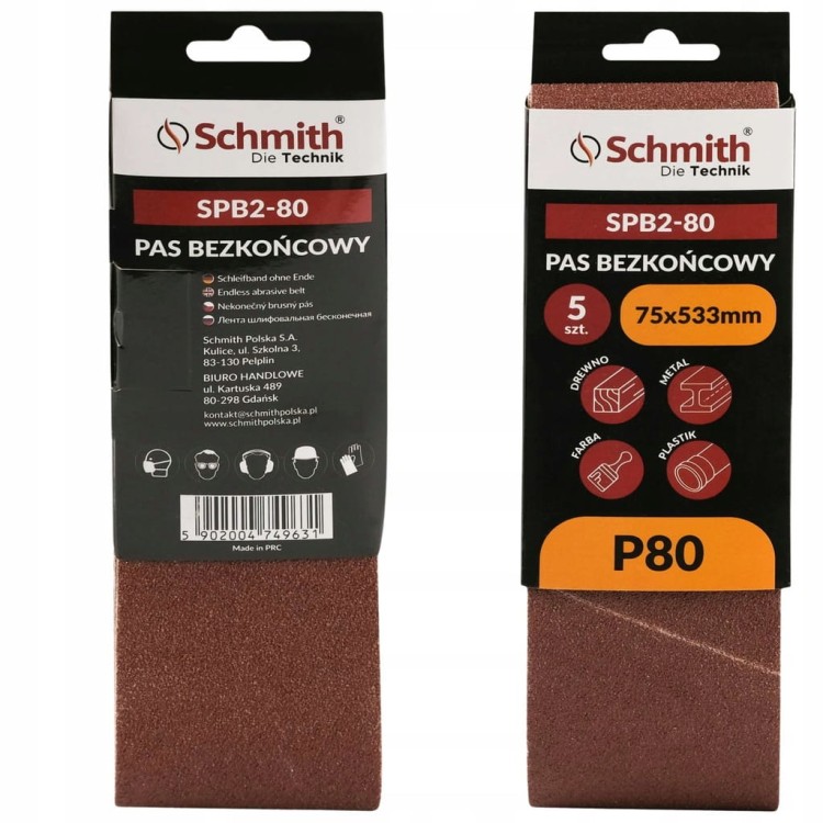 PAS BEZKOŃCOWY TAŚMA PAPIER ŚCIERNY P80 75x533mm 5szt. SCHMITH