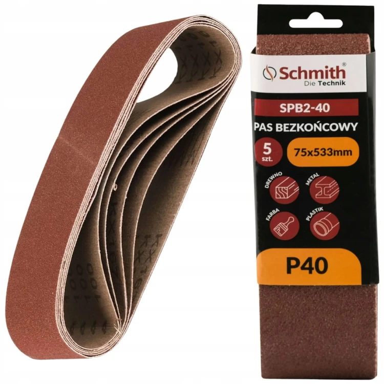 PAS BEZKOŃCOWY TAŚMA PAPIER ŚCIERNY P40 75x533mm 5szt. SCHMITH