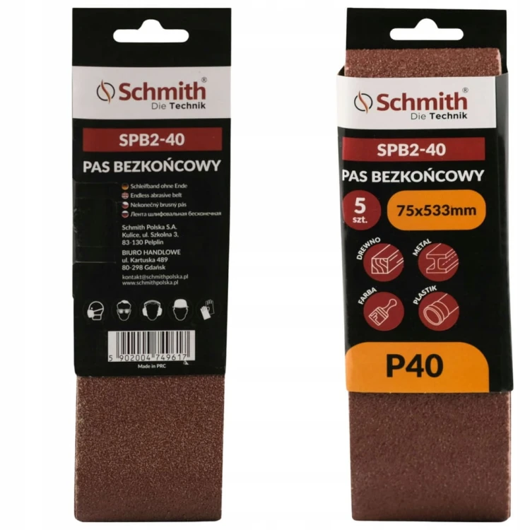 PAS BEZKOŃCOWY TAŚMA PAPIER ŚCIERNY P40 75x533mm 5szt. SCHMITH