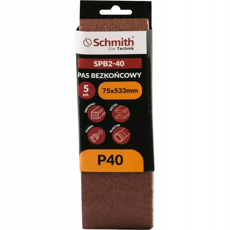 PAS BEZKOŃCOWY TAŚMA PAPIER ŚCIERNY P40 75x533mm 5szt. SCHMITH