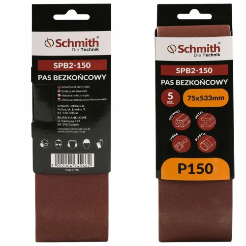 PAS BEZKOŃCOWY TAŚMA PAPIER ŚCIERNY P150 75x533mm 5szt. SCHMITH
