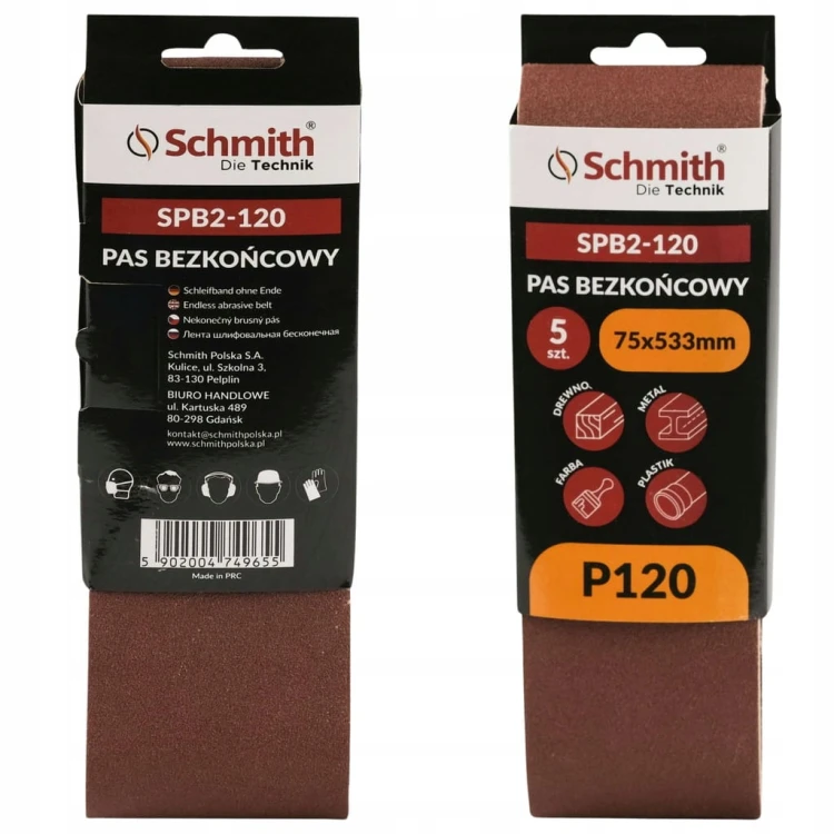 PAS BEZKOŃCOWY TAŚMA PAPIER ŚCIERNY P120 75x533mm 5szt. SCHMITH