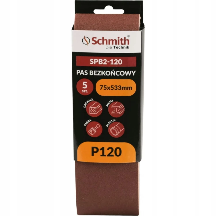PAS BEZKOŃCOWY TAŚMA PAPIER ŚCIERNY P120 75x533mm 5szt. SCHMITH