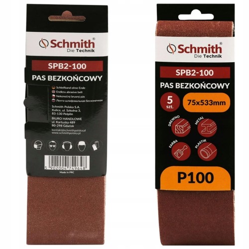 PAS BEZKOŃCOWY TAŚMA PAPIER ŚCIERNY P100 75x533mm 5szt. SCHMITH