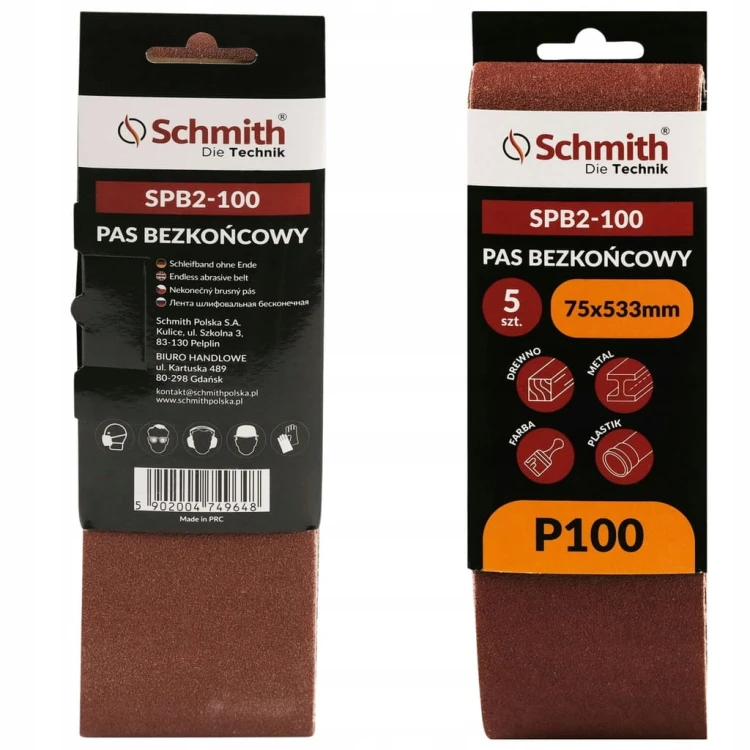 PAS BEZKOŃCOWY TAŚMA PAPIER ŚCIERNY P100 75x533mm 5szt. SCHMITH