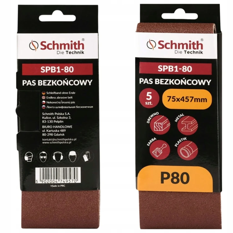 PAS BEZKOŃCOWY TAŚMA PAPIER ŚCIERNY P80 75x457mm 5szt. SCHMITH