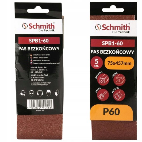 PAS BEZKOŃCOWY TAŚMA PAPIER ŚCIERNY P60 75x457mm 5szt. SCHMITH