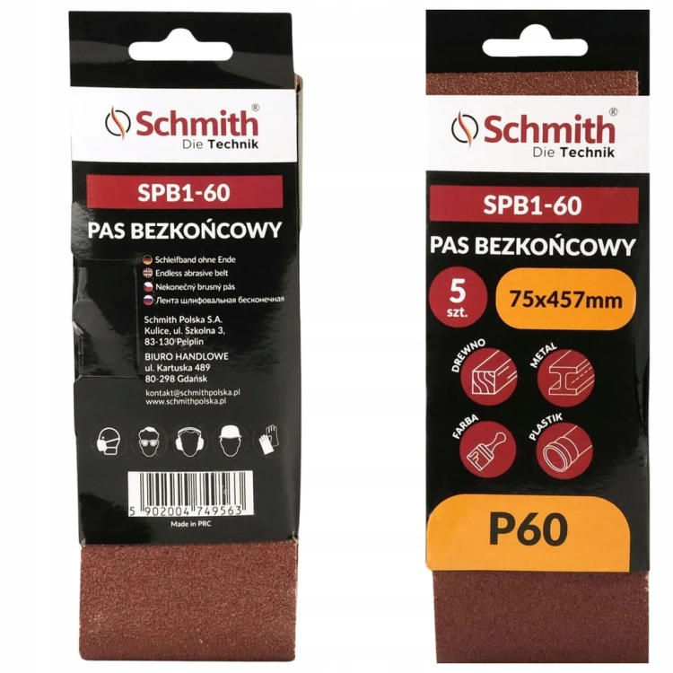 PAS BEZKOŃCOWY TAŚMA PAPIER ŚCIERNY P60 75x457mm 5szt. SCHMITH
