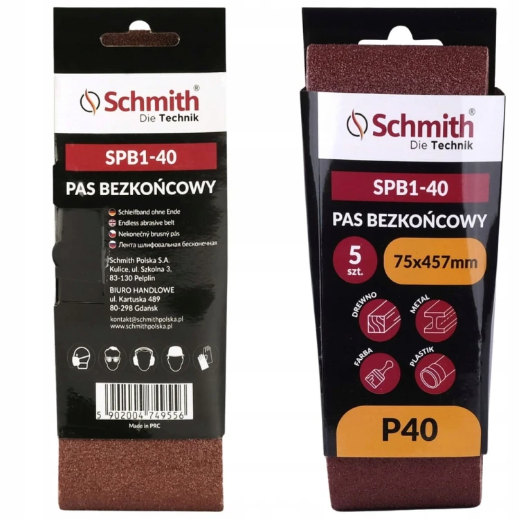 PAS BEZKOŃCOWY TAŚMA PAPIER ŚCIERNY P40 75x457mm 5szt. SCHMITH