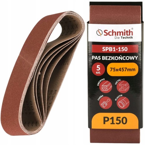 PAS BEZKOŃCOWY TAŚMA PAPIER ŚCIERNY P150 75x457mm 5szt. SCHMITH