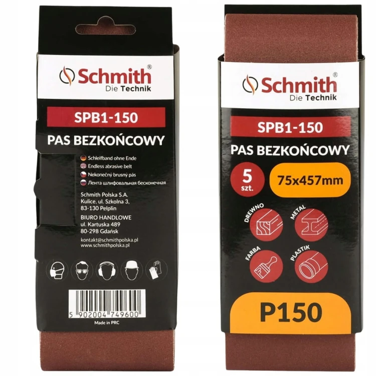 PAS BEZKOŃCOWY TAŚMA PAPIER ŚCIERNY P150 75x457mm 5szt. SCHMITH
