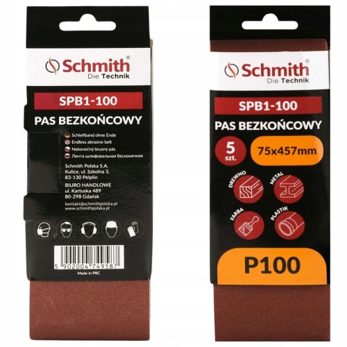 PAS BEZKOŃCOWY TAŚMA PAPIER ŚCIERNY P100 75x457mm 5szt. SCHMITH