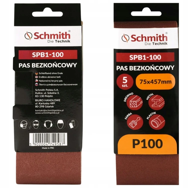 PAS BEZKOŃCOWY TAŚMA PAPIER ŚCIERNY P100 75x457mm 5szt. SCHMITH