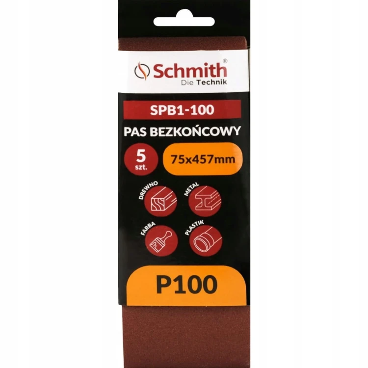PAS BEZKOŃCOWY TAŚMA PAPIER ŚCIERNY P100 75x457mm 5szt. SCHMITH