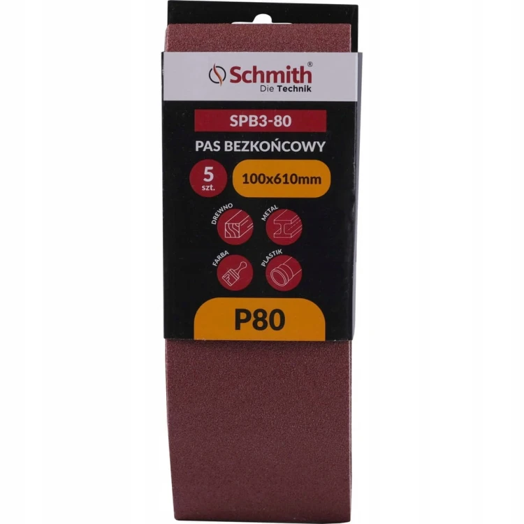 PAS BEZKOŃCOWY TAŚMA PAPIER ŚCIERNY P80 100x610mm 5szt. SCHMITH