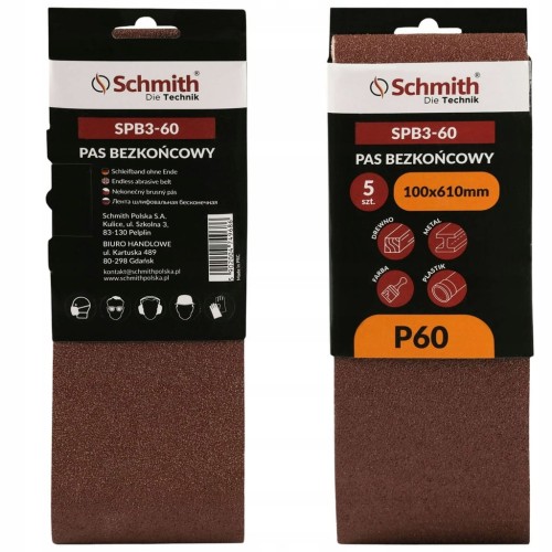 PAS BEZKOŃCOWY TAŚMA PAPIER ŚCIERNY P60 100x610mm 5szt. SCHMITH