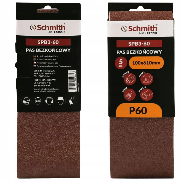 PAS BEZKOŃCOWY TAŚMA PAPIER ŚCIERNY P60 100x610mm 5szt. SCHMITH