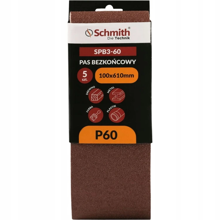 PAS BEZKOŃCOWY TAŚMA PAPIER ŚCIERNY P60 100x610mm 5szt. SCHMITH