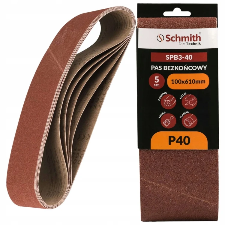 PAS BEZKOŃCOWY TAŚMA PAPIER ŚCIERNY P40 100x610mm 5szt. SCHMITH