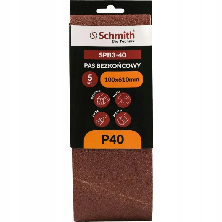 PAS BEZKOŃCOWY TAŚMA PAPIER ŚCIERNY P40 100x610mm 5szt. SCHMITH
