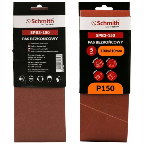 PAS BEZKOŃCOWY TAŚMA PAPIER ŚCIERNY P150 100x610mm 5szt. SCHMITH