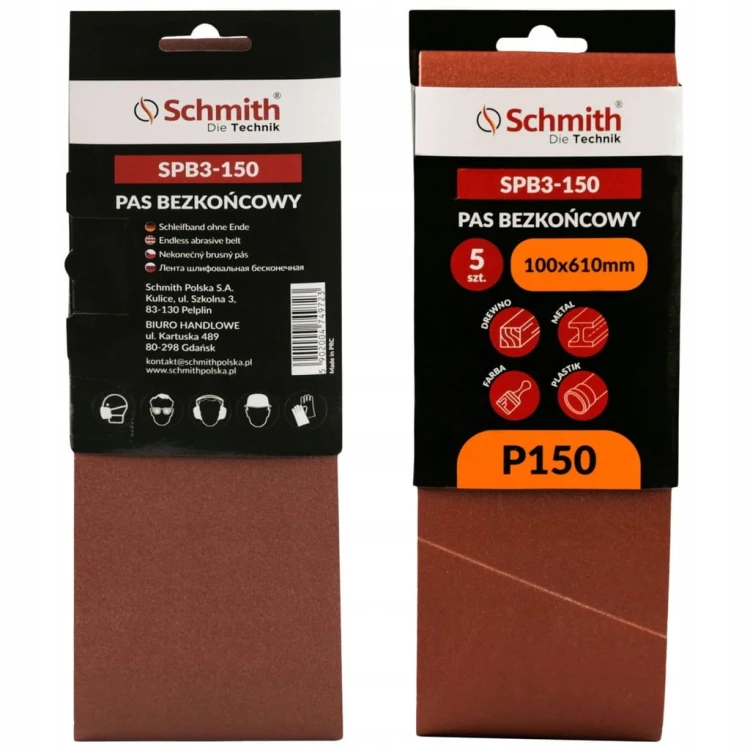 PAS BEZKOŃCOWY TAŚMA PAPIER ŚCIERNY P150 100x610mm 5szt. SCHMITH