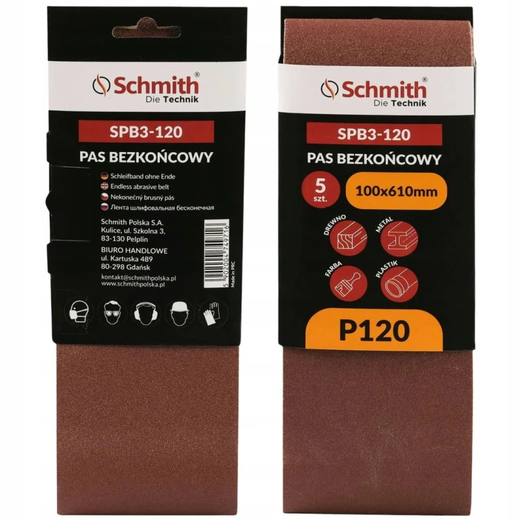 PAS BEZKOŃCOWY TAŚMA PAPIER ŚCIERNY P120 100x610mm 5szt. SCHMITH