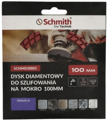 TARCZA DIAMENTOWA POLERSKA DYSK DO SZLIFOWANIA NA MOKRO 100mm #1500 SCHMITH
