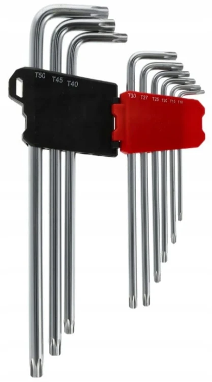KLUCZE IMBUSOWE TORX TAMPER B.DŁUGIE IMBUS T10-T50 9szt Z OTWOREM SCHMITH
