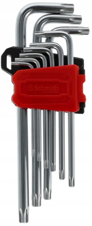 KLUCZE IMBUSOWE TORX TAMPER DŁUGIE IMBUS T10-T50 9szt Z OTWOREM SCHMITH