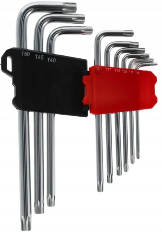 KLUCZE IMBUSOWE TORX TAMPER DŁUGIE IMBUS T10-T50 9szt Z OTWOREM SCHMITH