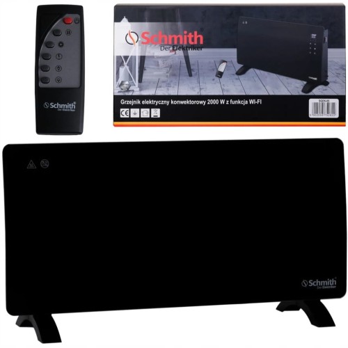 GRZEJNIK ELEKTRYCZNY KONWEKTOROWY TERMOSTAT 2000 SZKLANY PANEL WIFI SCHMITH