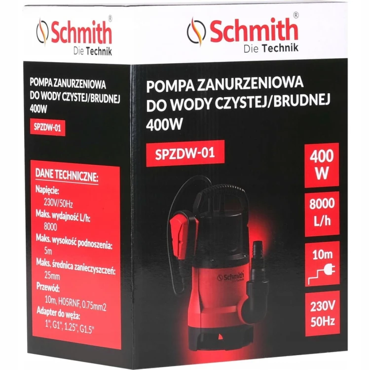 POMPA ZANURZENIOWA DO WODY BRUDNEJ I CZYSTEJ 400W 8000L/H SCHMITH