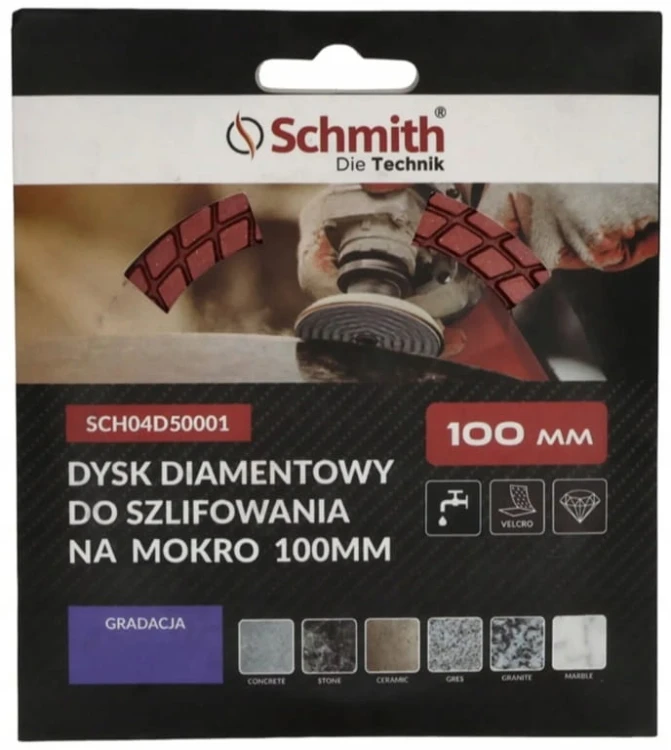 TARCZA DIAMENTOWA POLERSKA DYSK DO SZLIFOWANIA NA SUCHO 100mm #200 SCHMITH