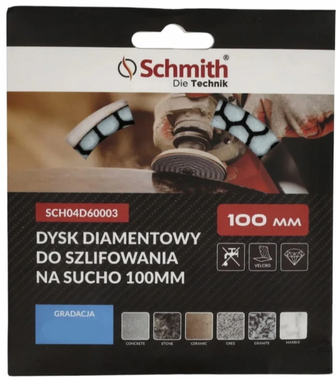 TARCZA DIAMENTOWA POLERSKA DYSK DO SZLIFOWANIA NA SUCHO 100mm #400 SCHMITH