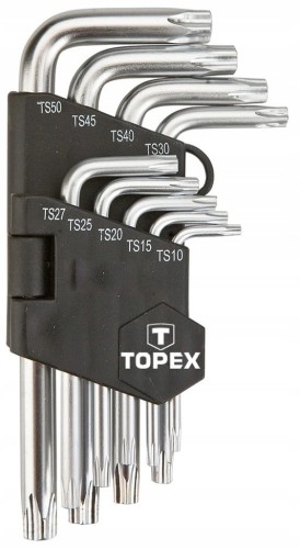 KLUCZE IMBUSOWE TORX KRÓTKIE IMBUS T10-T50 ZESTAW 9szt Z OTWOREM TOPEX