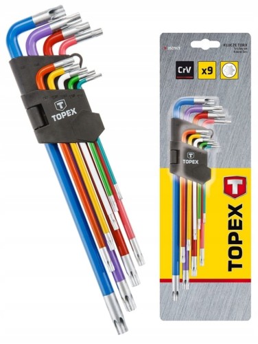 KLUCZE IMBUSOWE TORX DŁUGIE IMBUS T10-T50 TOPEX
