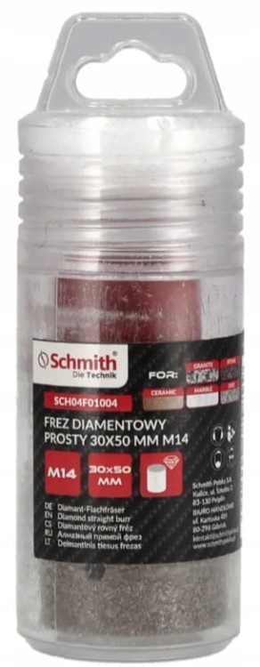 FREZ DIAMENTOWY PROSTY WIERTŁO DO GRESU GLAZURY TARNIK 30mm M14 SCHMITH