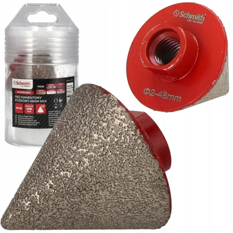 FREZ DIAMENTOWY STOŻKOWY STOŻEK 48mm M14 DO GRESU GLAZURY TARNIK SCHMITH