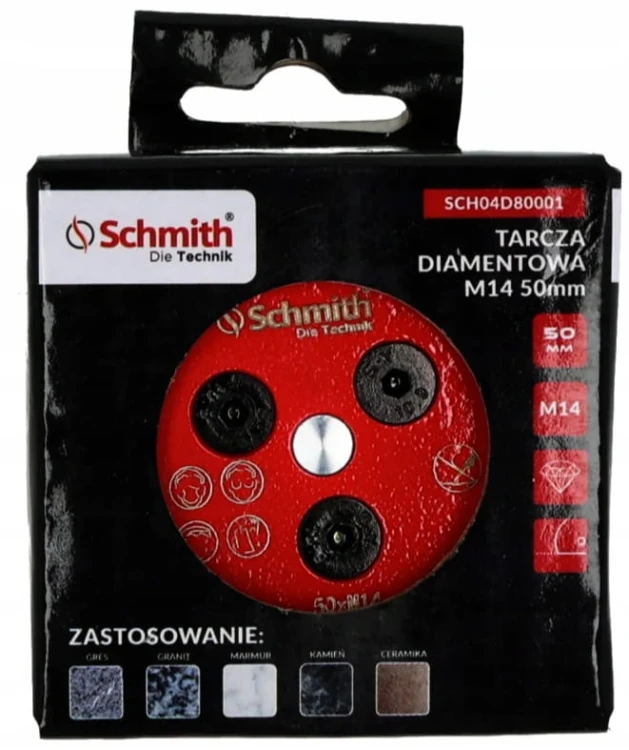 TARCZA DIAMENTOWA M14 50mm DO PODCINANIA GRESU PŁYTEK SCHMITH