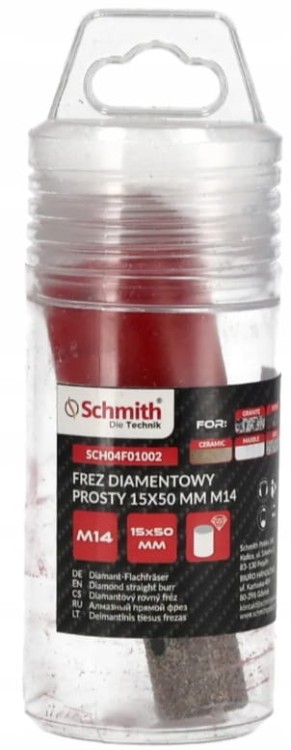 FREZ DIAMENTOWY PROSTY WIERTŁO DO GRESU GLAZURY TARNIK 15mm M14 SCHMITH