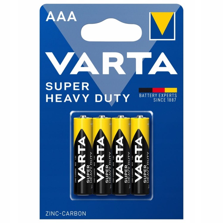 BATERIE VARTA AAA R3 1,5V CYNKOWO-WĘGLOWE PALUSZKI SUPER HEAVY DUTY 4 szt