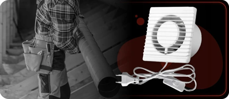 WENTYLATOR ŁAZIENKOWY CICHY DOMOWY Z KABLEM FI 80 ŚCIENNY PRZEŁĄCZNIK KABEL