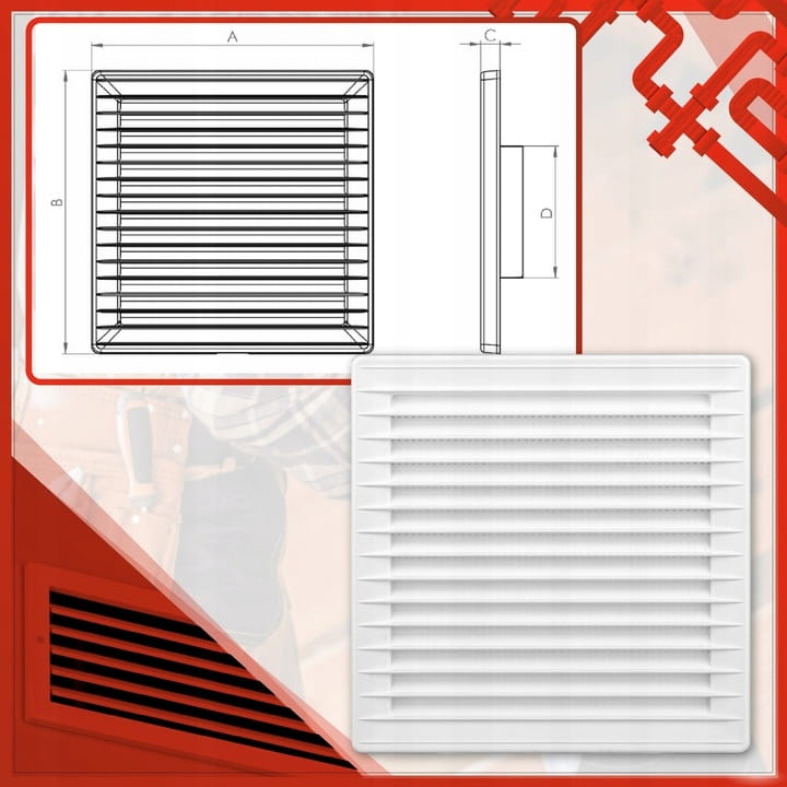 KRATKA WENTYLACYJNA Z SIATKĄ BIAŁA 17x17 FI 150