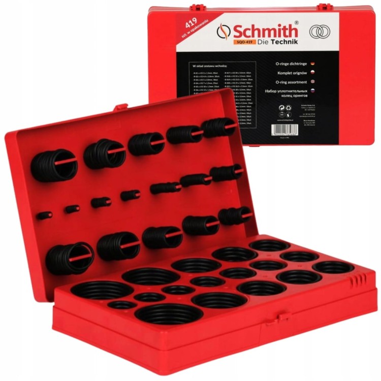 ORING ORINGI USZCZELKA OLEJOODPORNE NBR ZESTAW 419szt ORGANIZER SCHMITH