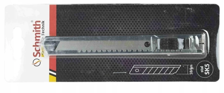NÓŻ OSTRZE ŁAMANE NOŻYK DO TAPET UNIWERSALNY METALOWY 18mm SCHMITH
