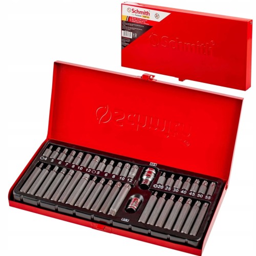 BITY KOMPLET BIT HEX TORX SPLINE ZESTAW 40szt W METALOWEJ WALIZCE SCHMITH